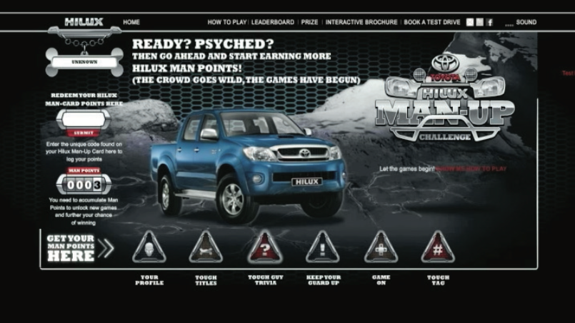 Toyota website campaign screen
